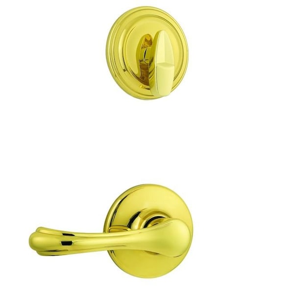 Kwikset Dorian Lever Interior Single Cylinder Handleset Trim, Bright Polished Brass 604DNL-3 - main